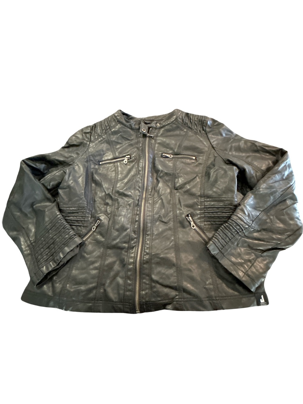 Edgy Made by Johnny Faux Leather Biker Moto Jacket Black XXL Streetwear Grunge